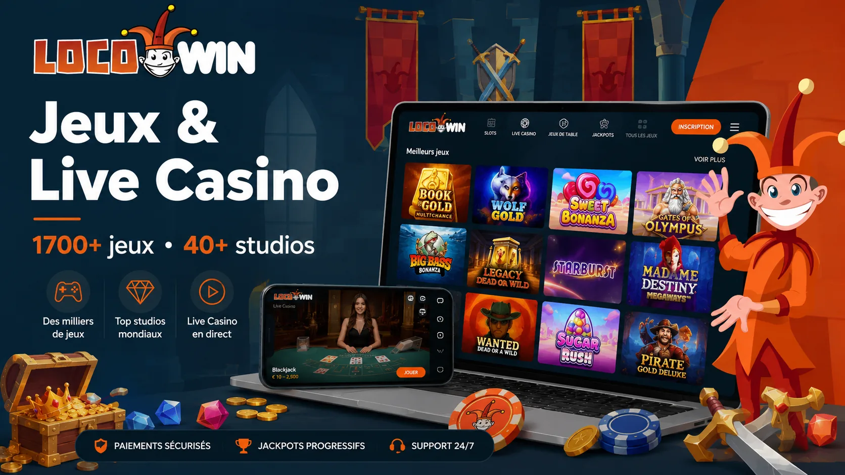 Visuel Locowin lobby de jeux et casino live